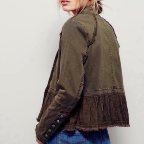 Free People Distressed Military Jacket EUC - Picture 5 of 12